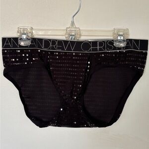 NWT Andrew Christian black and silver metallic pouch brief underwear Size XL